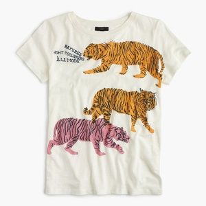 NWT J.Crew tigers embroidered t shirt